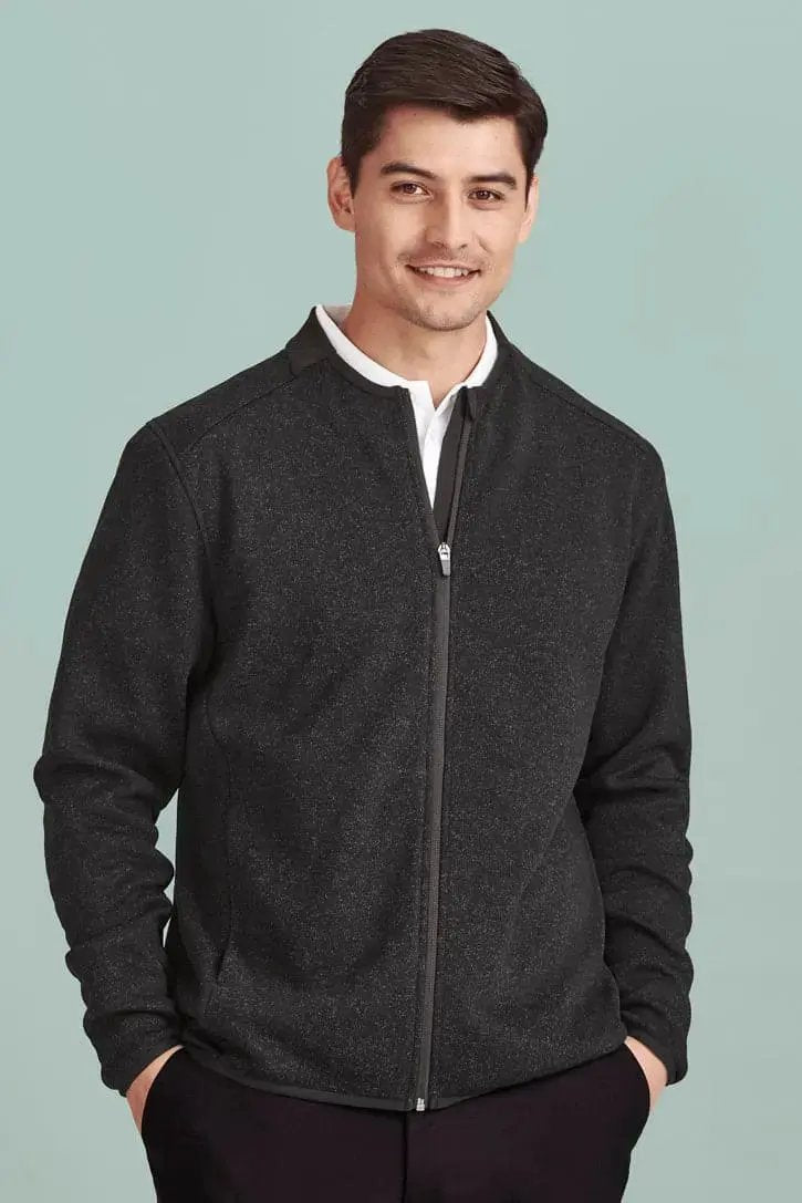 Biz Care Nova Men's Knit Jacket CO342MJ  Flash Uniforms Black Marle XS